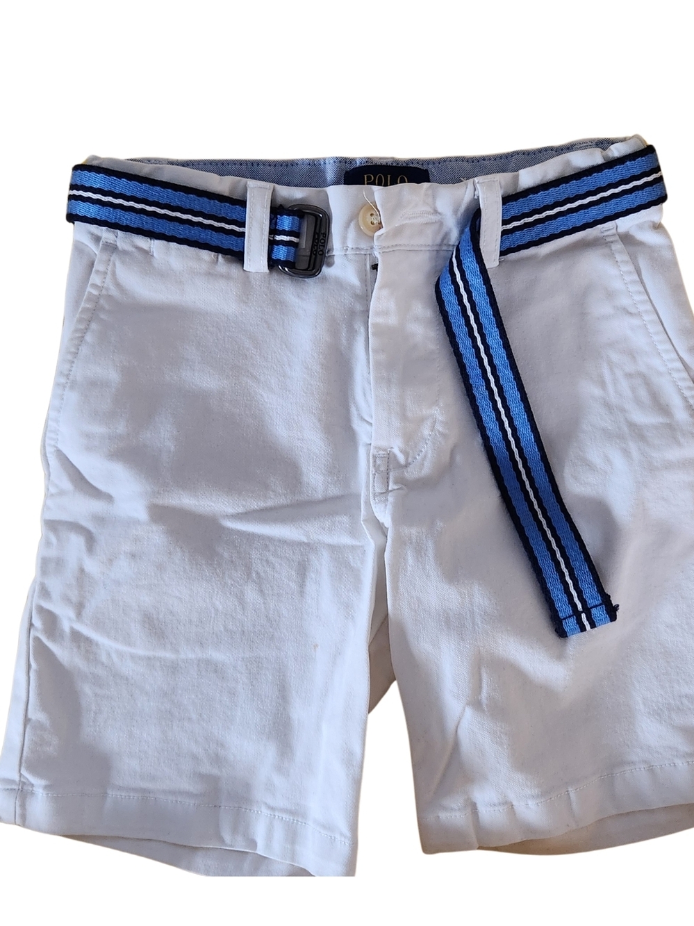 Boys RL White Flat-Front Shorts & White Short Sleeve Button Shirt